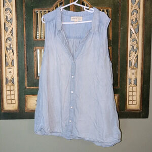 Cloth & Stone Chambray Button Down Sleeveless Shirt - PXXS